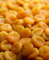 Apricot, Prunus armeniaca, A mass of dried apricots.