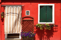 Italy, Veneto, Burano Island, Colourful row of house facades. Italy, Veneto, Venice.