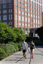 USA, New York State, New York City, Manhattan, The High Line public park on disused elevated railway track in the meat packing district. USA, New York State, New York City.