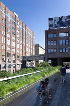 USA, New York State, New York City, Manhattan, The High Line public park on disused elevated railway track in the meat packing district. USA, New York State, New York City.