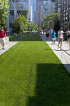 USA, New York State, New York City, Manhattan, The High Line public park on disused elevated railway track in the meat packing district. USA, New York State, New York City.