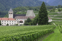 Italy, Trentino Alto Adige, Bressanone, Novella Monastery, vineyards & monastery.
