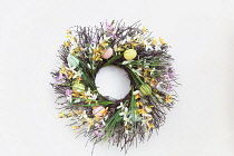 Festivals, Religious, Easter, Floral wreath decorated with colourful eggs. Decorations